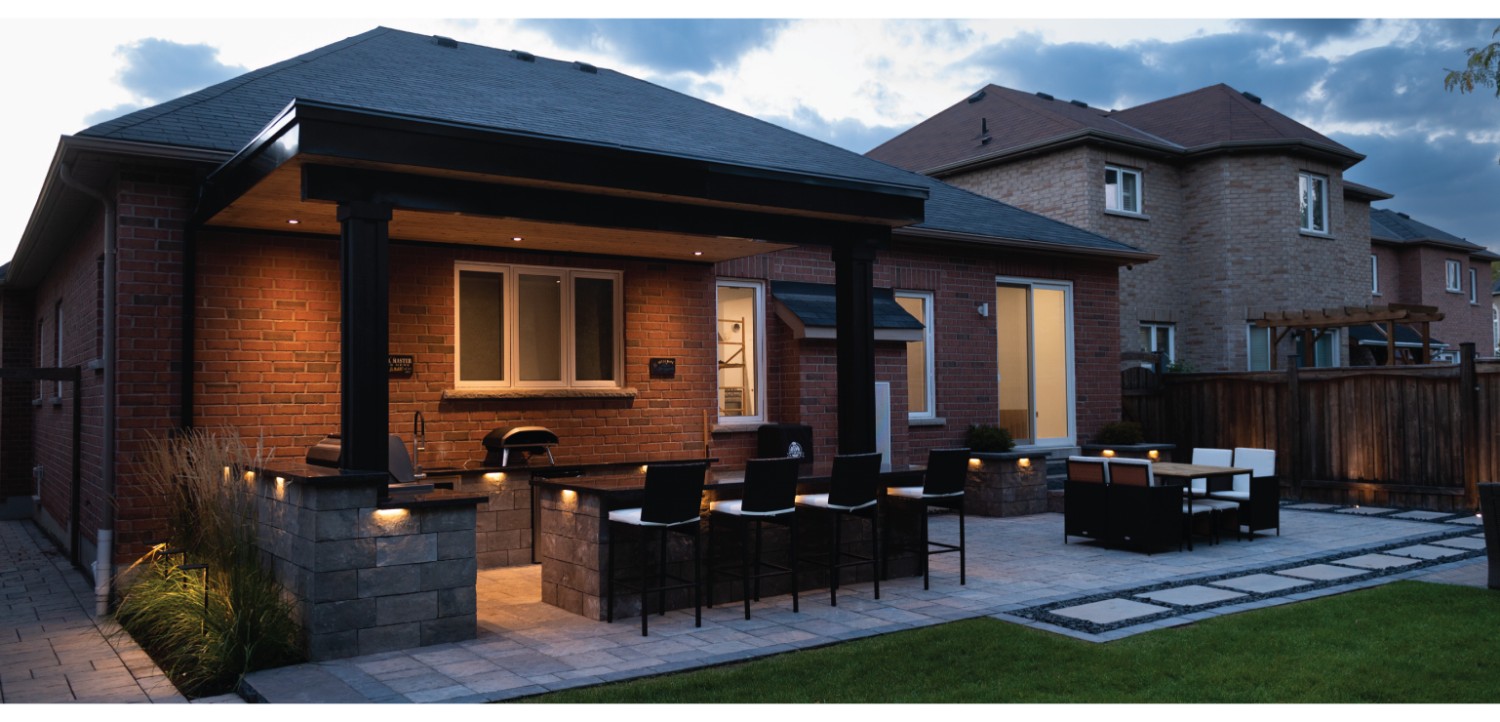 backyard landscape outdoor kitchen